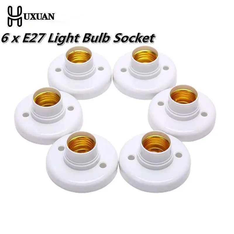 6pcs/lot E27 Screw Cap Socket White Ceiling Light Lamp Bulb Fixing Base Stand Light Bulb Holder