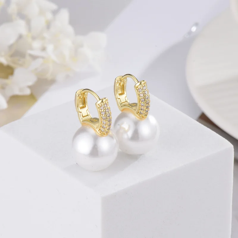 

European and American style earrings for women's summer, new trendy pearls, pure silver earrings, temperament, earrings, and ear