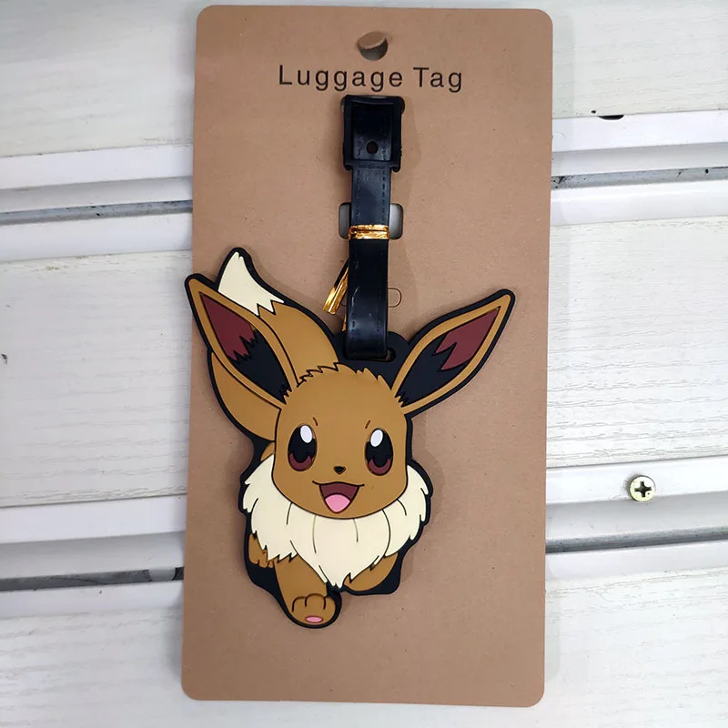 Cartoon Pokemon Travel Luggage Tag Accessories Cute Pikachu Gengar Eevee Suitcase ID Addres Holder Boarding Baggage Tag Label