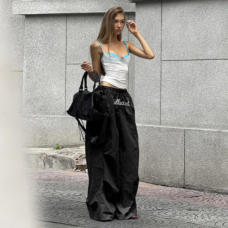 

Spring 2024 New Letter Embroidered Trousers Street Wind Casual Joker Contrast Vest Top Women
