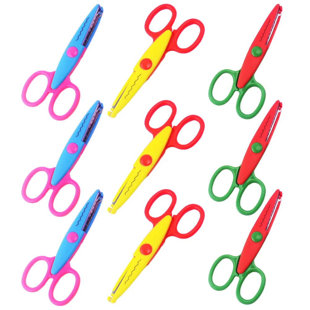 9Pcs Creative Embroidery Scissors Handmade Lace Craft Scissors for Kids Safe Edged Small Cutting Tool for Scrapbooking Classroom