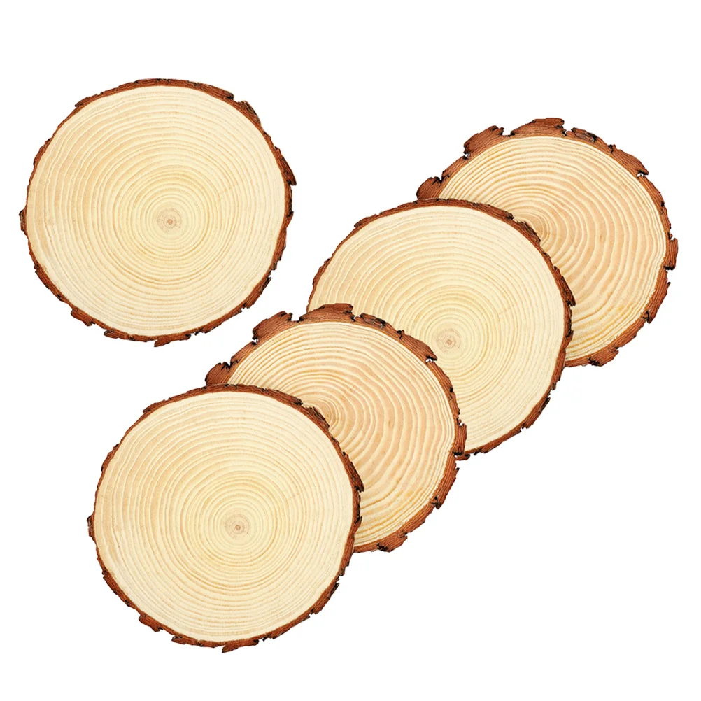 

5Pcs Wooden Round Circles Unfinished Wood Pieces Plain Slice Rustic Decor DIY Craft Making Door Wreath Painting Sewing