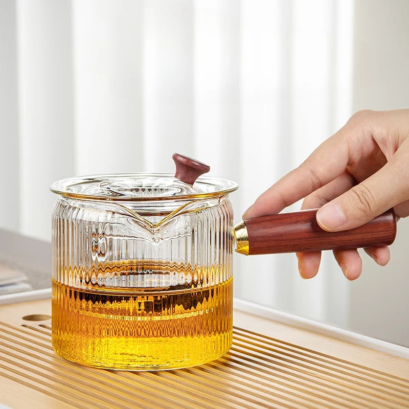 Glass Side Handle Teapot Set 6 Cups Mug Gift Box