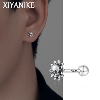 XIYANIKE Men Women Retro Gothic Skull Flower Ear Stud Piercing Earrings Hip Hop Fashion New Jewelry Gift Party Rock Street
