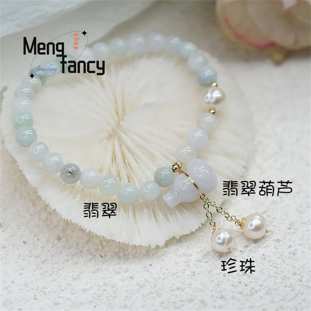 Natural Jade Pearl Female Style Gourd Pendant Beaded Bracelet Simple Cold Wind Girlfriends Hand Elegant Fashion Popular Jewelry