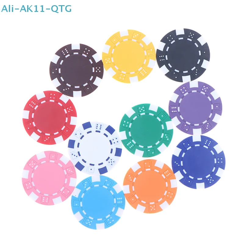 

10Pcs 11.5g ABS Plastic Poker Chips Casino Texas Hold'em Poker Metal Coins Chips Poker Game Chip Set Accessories 40MM x 3.3MM