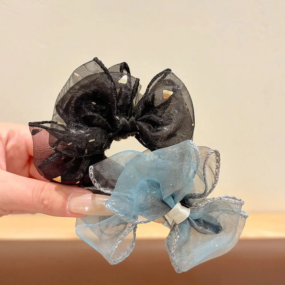 Elegant Mesh Bowknot Shark Clip Fashion Hair Claw Clip For Women Styling Barrettes Decorative Headwear For Daily Party Use
