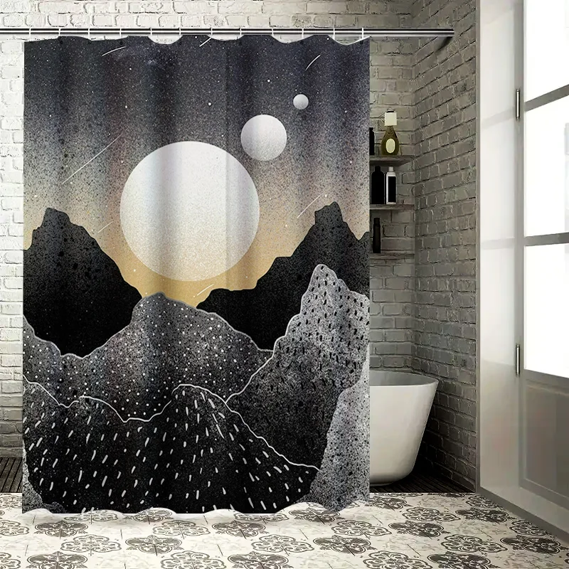 

Занавеска для душа на космическую тематику с луной, звездой, планетами, черным фоном, водонепроницаемой тканью с 3D-принтом (маленьким размером), $12,90 на