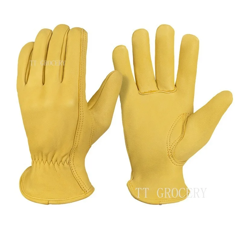 

Sheepskin Driving Gloves Men Motorcycle Gardening Safety Protective Fruit Picking Welding Glove Work Gloves Men