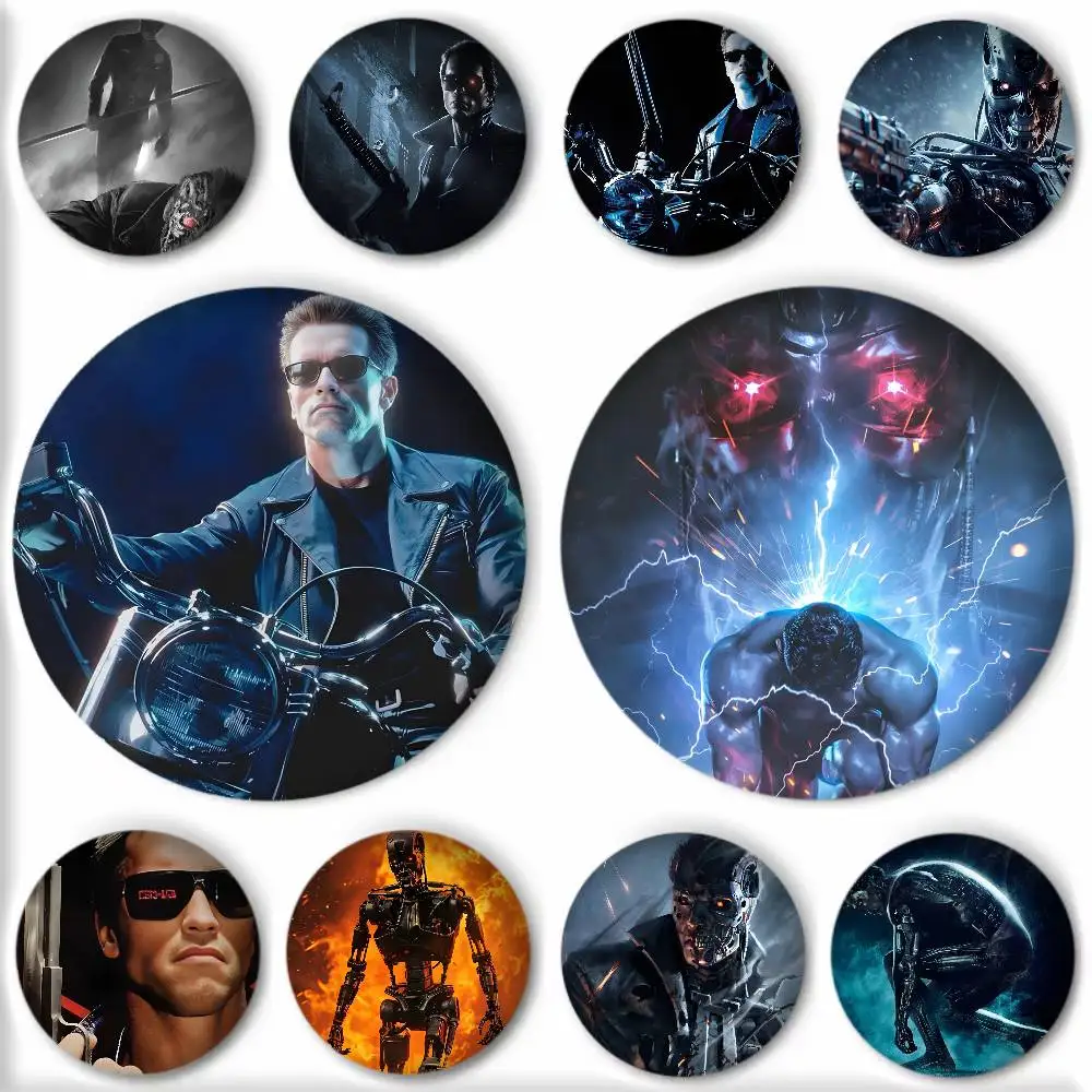 Classic Coll Movie TV The T-Terminator Badge Round Art Brooch Clothes Backpack Accessories Lapelnd Laserh