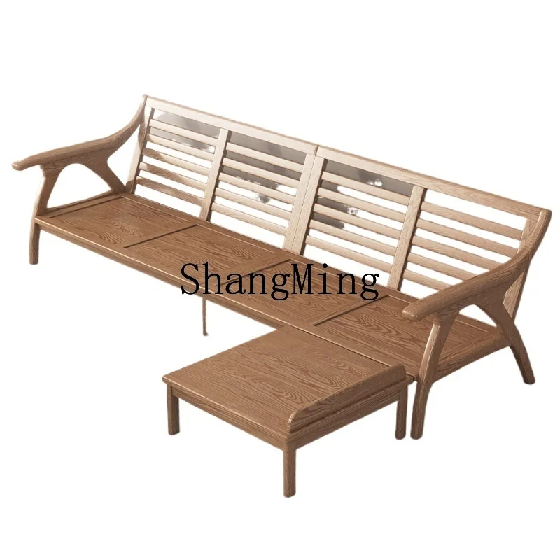 

LXY dual-purpose ash wood Chinese modern simple living room full solid wood combination home sofa