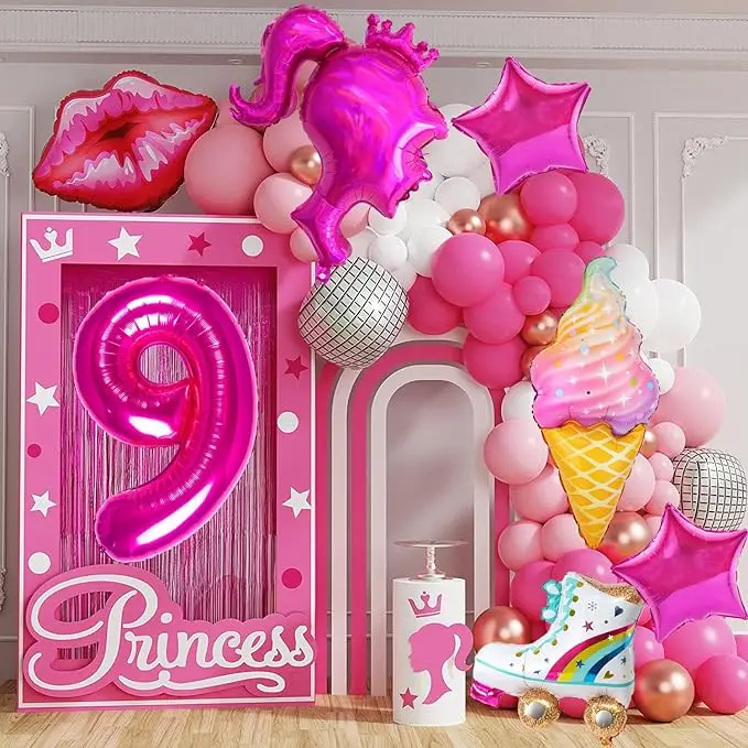 Heißer Verkaufs artikel rosa Ballon girlande Bogen Kit für Prinzessin Thema Party Mädchen Geburtstag Baby party Hochzeit themen orientierte Dekorationen
