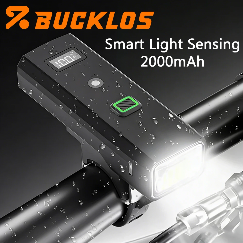 Велосипедный фонарь BUCKLOS Smart Sensing с датчиком движения, 2000 мАч, передний, с зарядкой Type-C, IPX4, для велоспорта и MTB