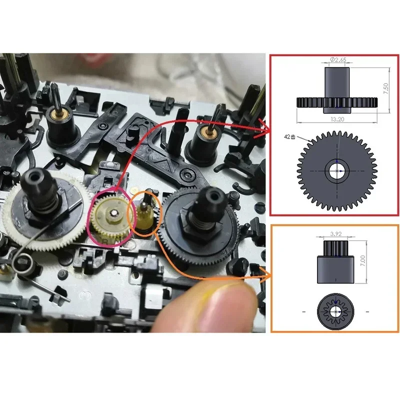 1pc Cassette Winding Tape Deck Opening Gear for Panasonic Sony Combined Acoustics