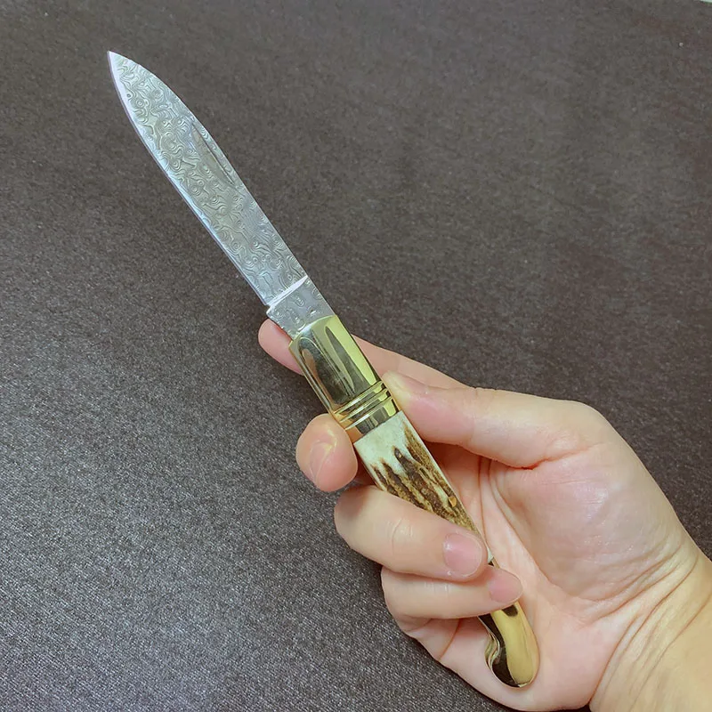 

Коллекционные ножи с ручкой из натуральных рогов, дамасская сталь, складной нож с краями, ножи для выживания на открытом воздухе, ручной инструмент для кемпинга