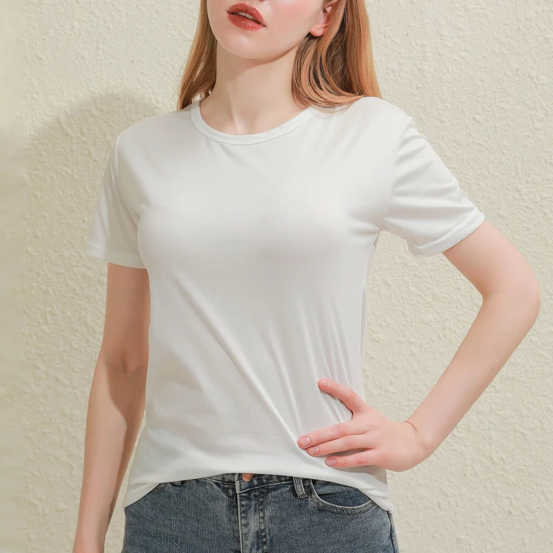 Camiseta monocromática de algodão feminina, decote em v, manga curta, camiseta fina para senhora, tops casuais, branco e preto