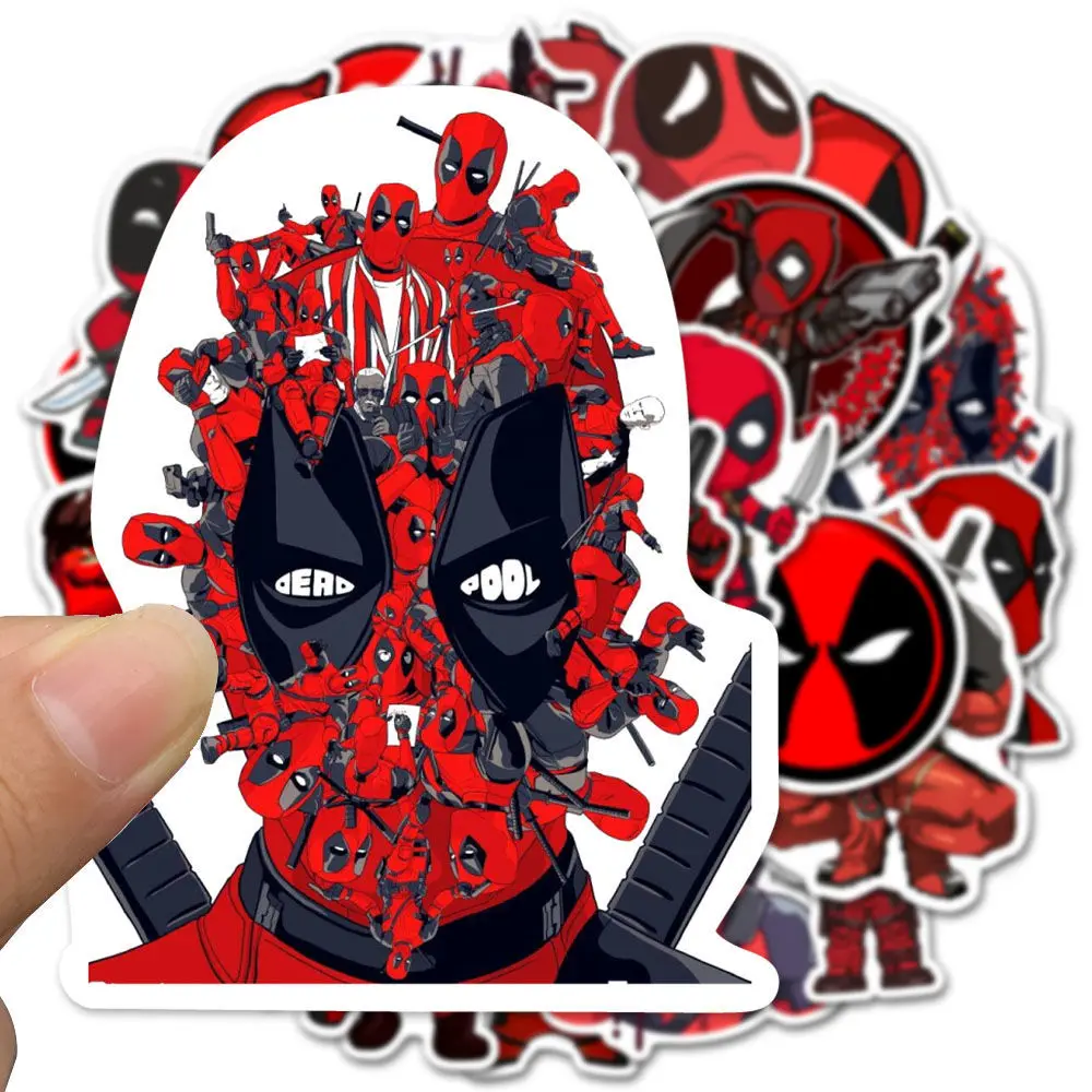 35pcs Cartoon Cool Deadpool Stickers Disney Anime Decal Toy DIY Stationery Computer Notebook Car Bike Waterproof Sticker for Kid