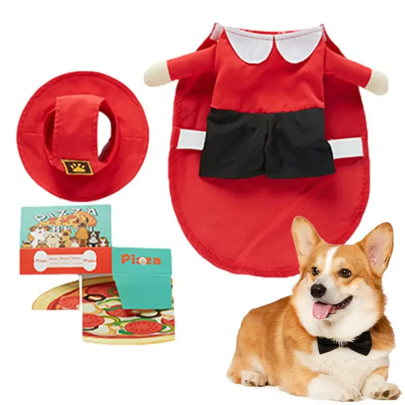 Cosplay Dog Outfit Dog pizza delivery boy costume Breathable Adjustable Pet Clothing Set Pet Festival Party Novelty Clothing