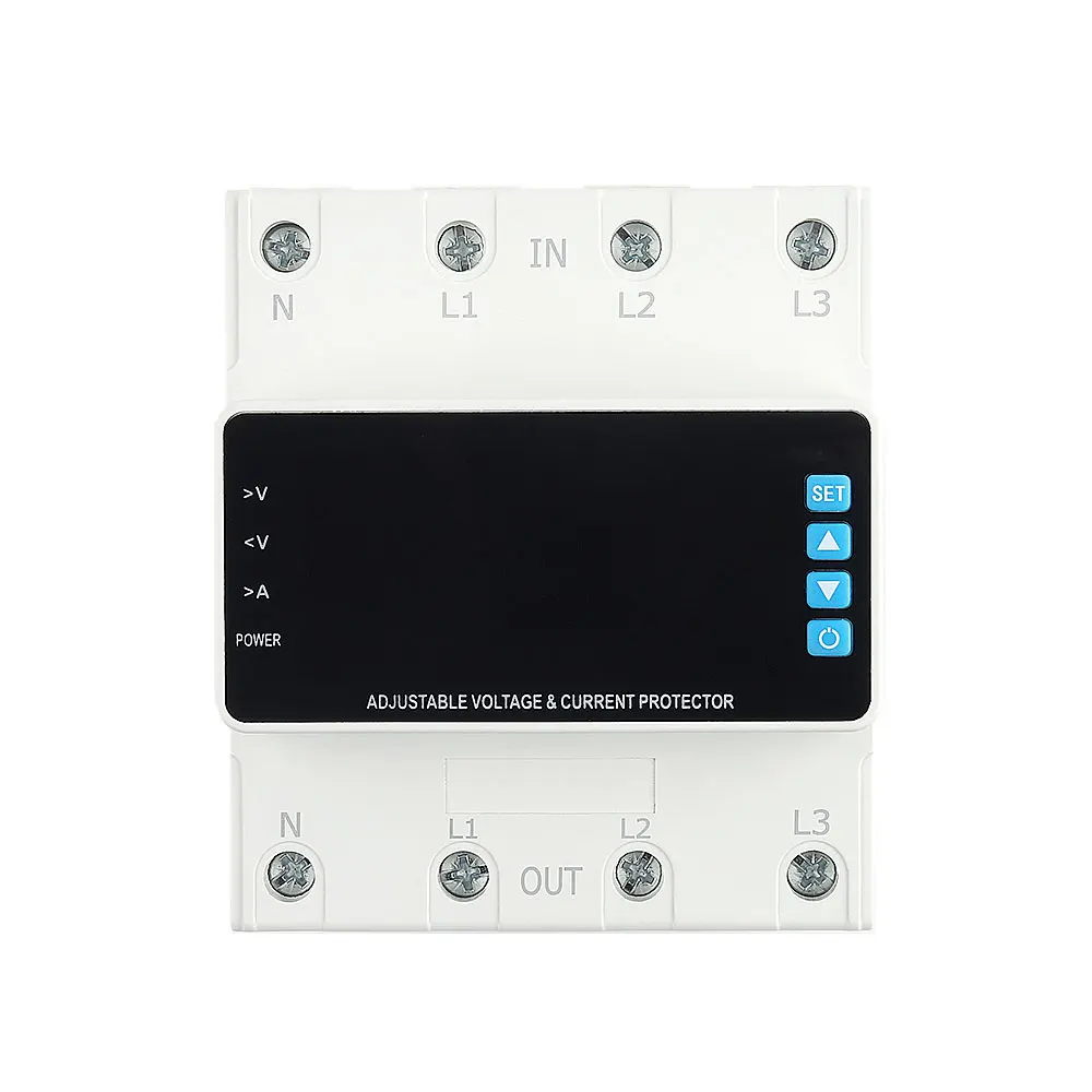 DIY GO 63A 100A 3 Phase 3P+N DIN Rail Phase Selector Adjustable Over Under Voltage Current Protection Monitor Relay Protector