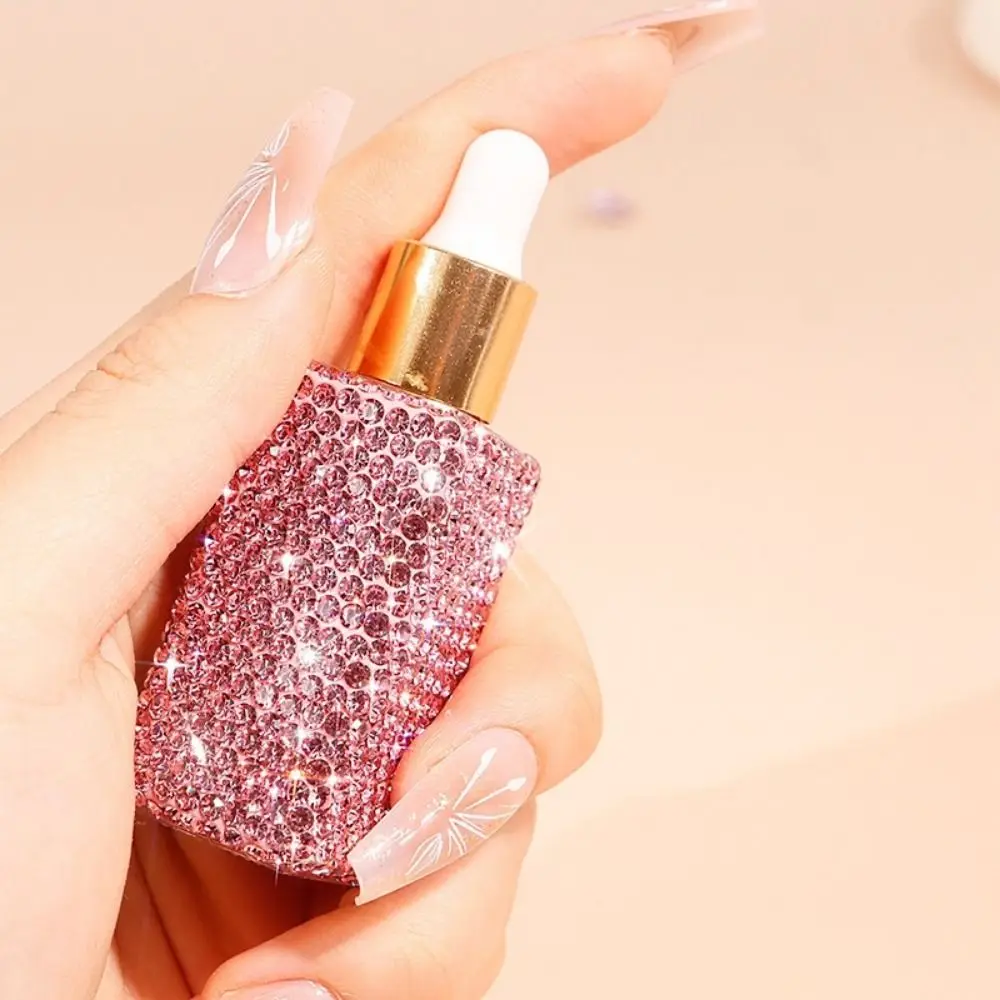 Botella vacía con diamantes de imitación brillantes, Mini botellas cuentagotas creativas ostentosas, viales de aceite esencial recargables de cristal
