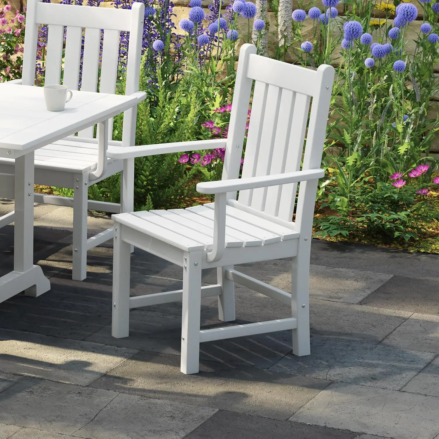 Patio Dining Chairs, Plastic Outdoor Adirondack Chair with Arm, HDPE Poly Lumber, Waterproof Restaurant Bistro, Customized
