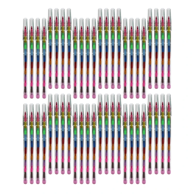 

48Pcs Stacking Buildable Stackable Colouring Pencils, 11 in 1 Building Block Colouring Wax Crayon