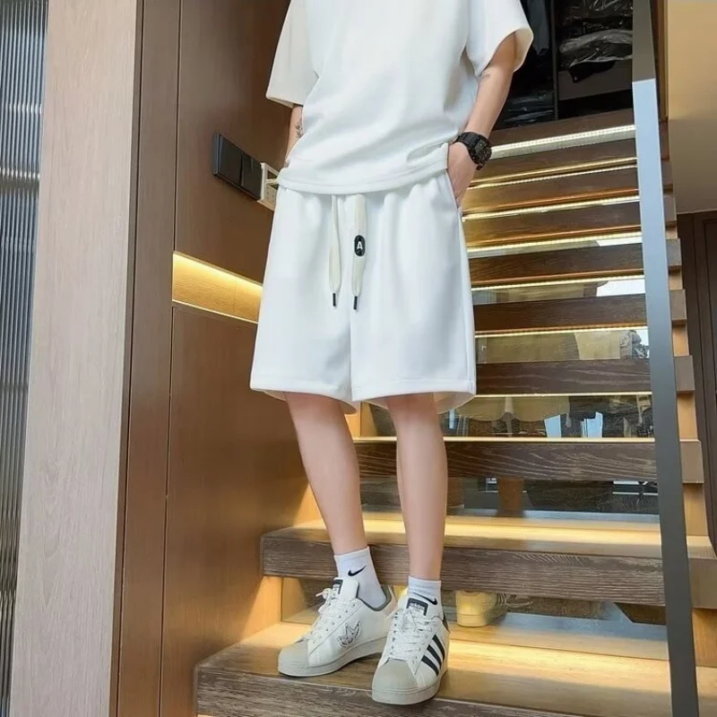 الصيف قصيرة الأكمام قميص بولو السراويل مجموعة العلامة التجارية العصرية تنوعا فضفاض الأزياء طوق تي شيرت وسيم قطعتين مجموعة #3