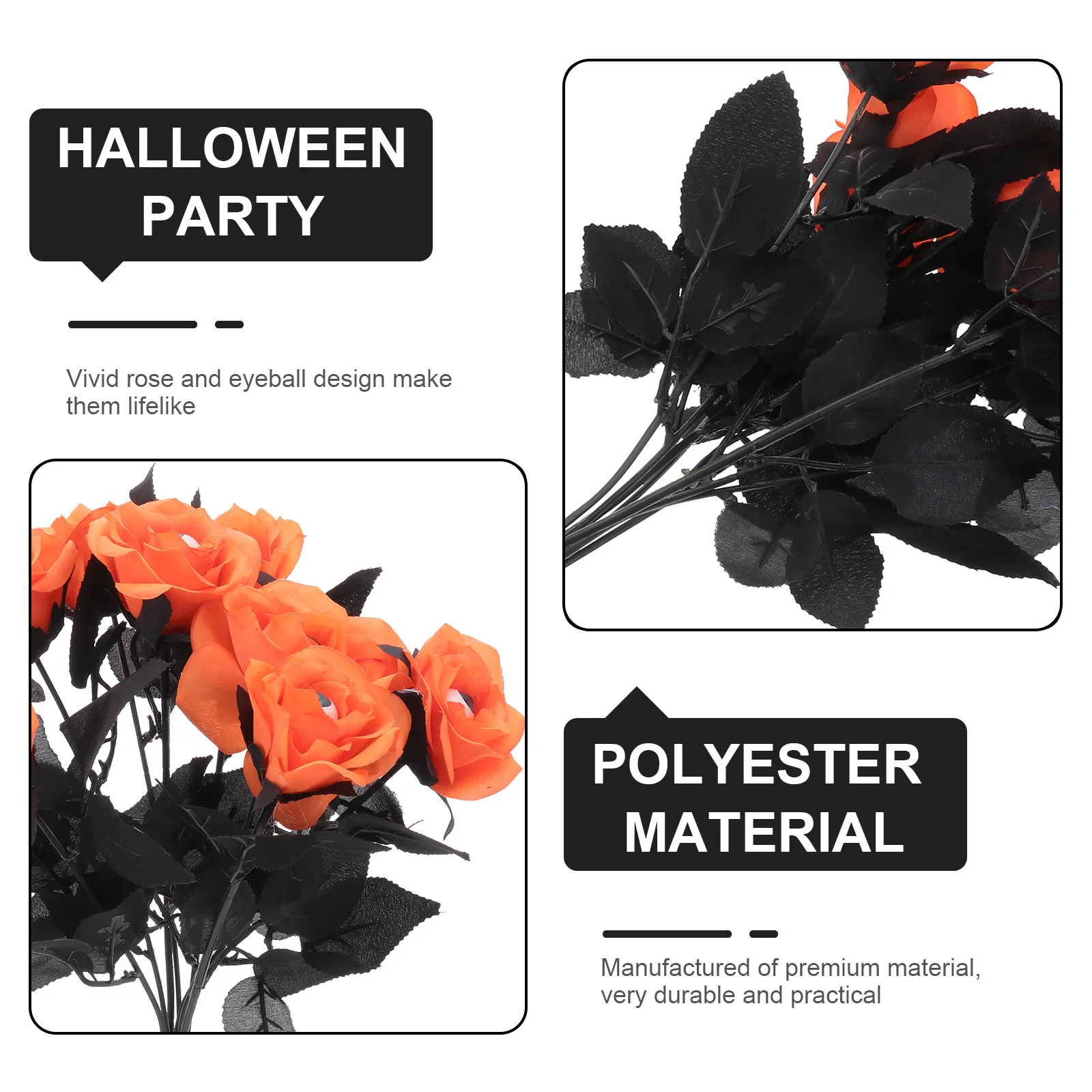 

8Pcs Halloween Eyeball Rose Flower Decorative Fake Rose Creepy Haunted House Party Prop Supplies Halloween Prop