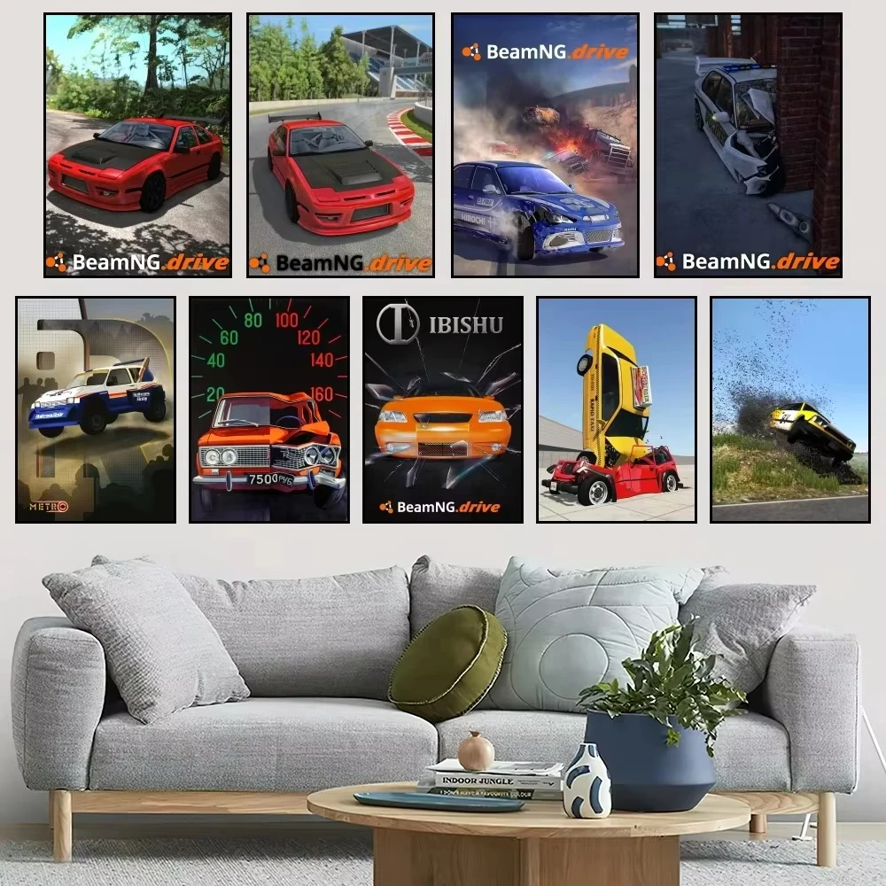 Game BeamNG drive Poster Home Bar Coffee House Decor Aesthetic Art Canvas Painting