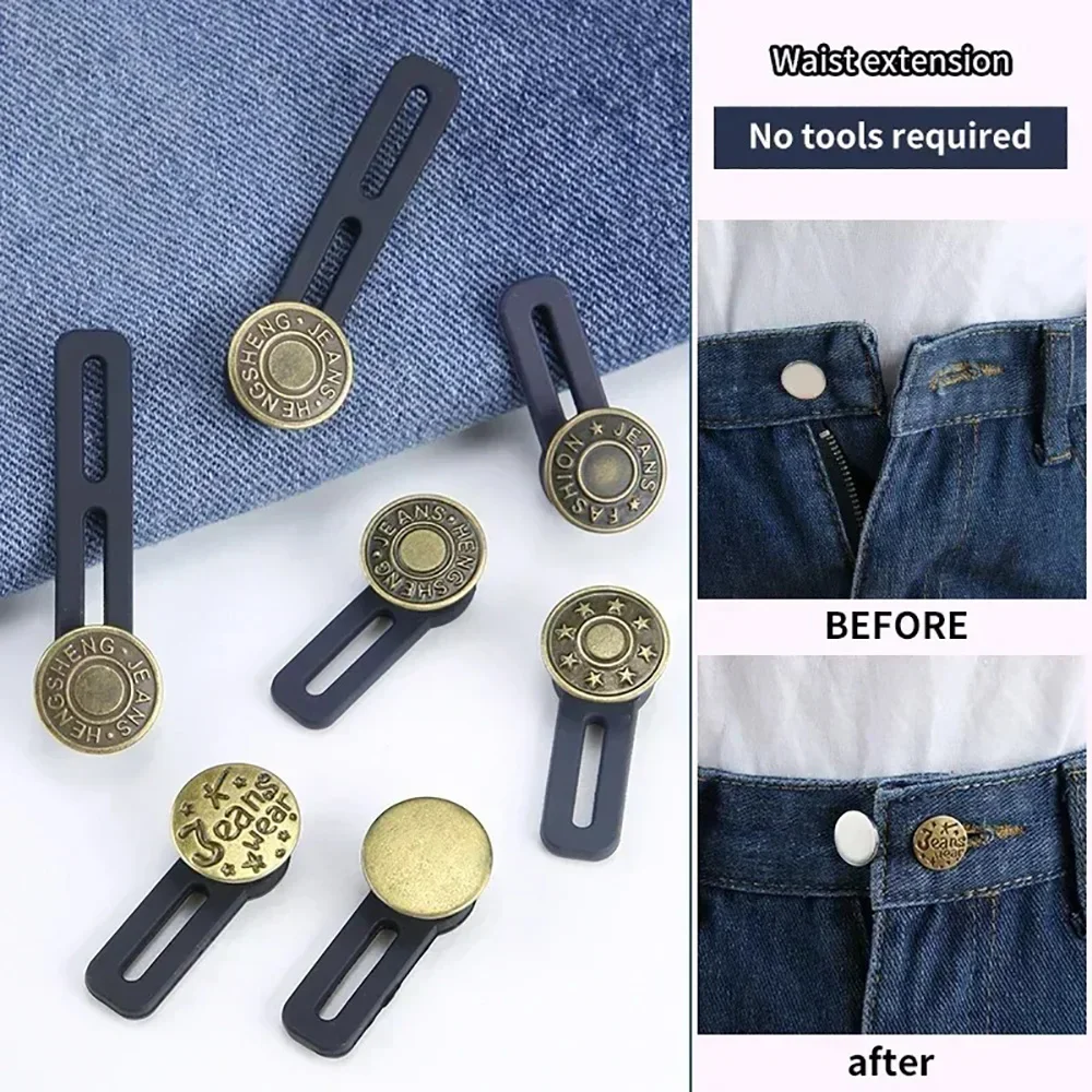 Unisex Retractable Waist & Collar Button Extender Set - Universal Instant Extension Solution for Jeans & Pants