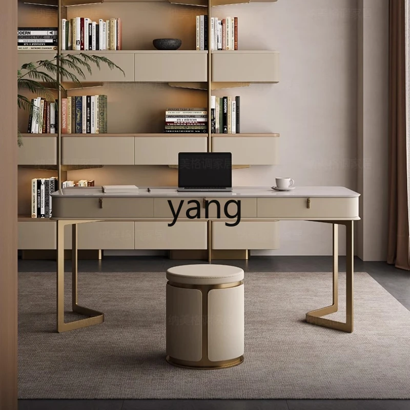 

YHM light luxury study home modern simple stainless steel desk