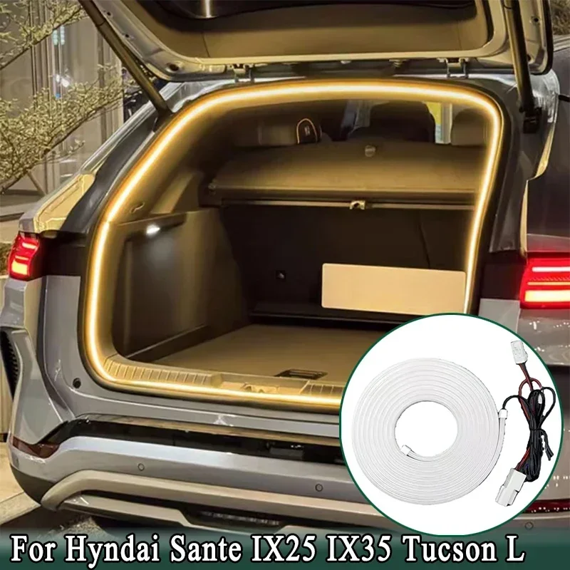 

Светодиодные ленты заднего багажника для HYUNDAI SANTA IX25 IX35 TUCSON L, декоративная лампа для салона багажника, желтый/белый свет