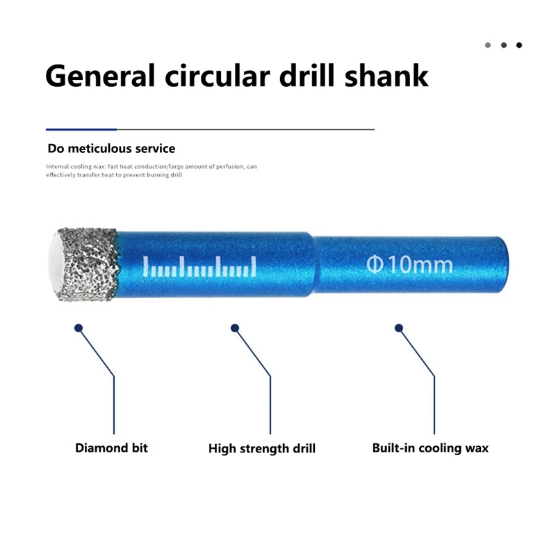 1 Set Dry Brazing Hole Opener Marble Vitrified Tile All-Ceramic Tile Glass Drill Hole Opener Glass Drill 7-Piece Diamond Drill