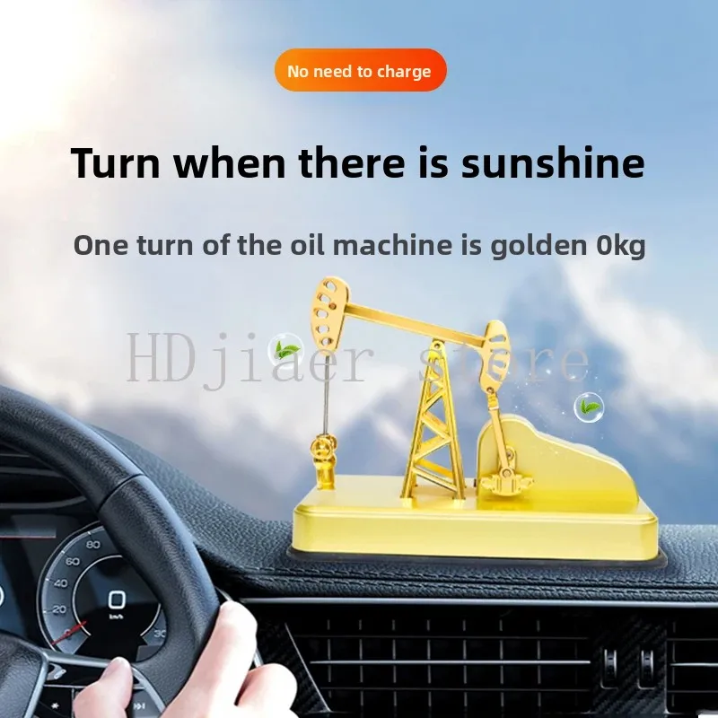 

Solar-Powered High-End Car Ornament - Oil Pump Jack (Oil Field) for Center Console, Car Air Freshener