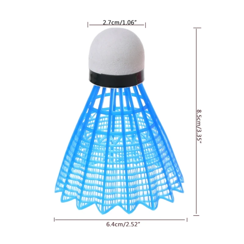 4 pezzi palline da badminton LED per allenamento Volani da badminton in nylon con illuminazione per uccellini per