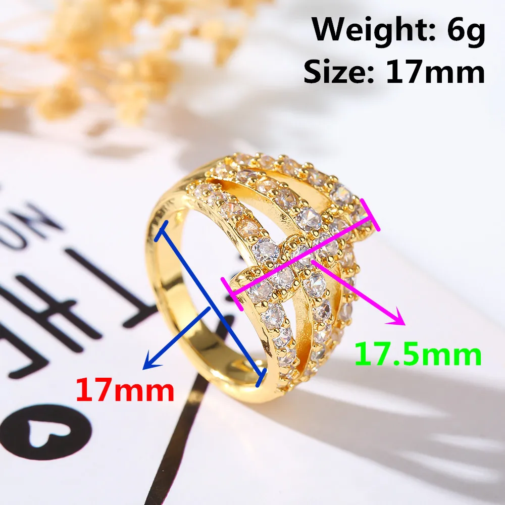 StyIe Temperament Three Iayer FuII Diamond PIating Micro InIay Design Advanced IrreguIar Fashion Iadies High QuaIity Ring