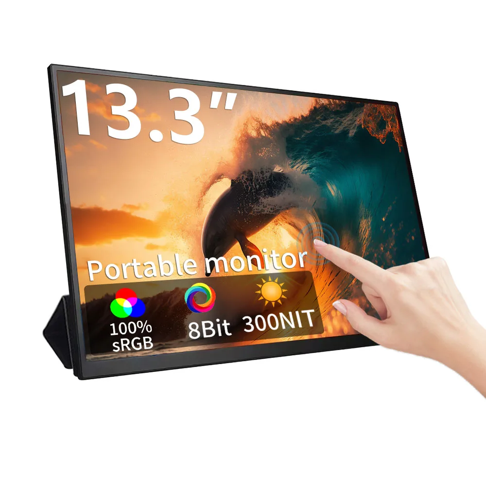 13.3-inch Portable Monitor Touchable screen Leather case style 1920 * 1200 60HZ IPS 100%sRGB 300NIT Can be used with laptop