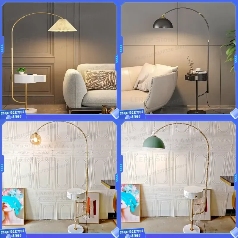 Modern Minimalist Marble Floor Lamp for Living Room Bedroom Hotel Luxury Vertical Standing Light with Storage Drawer Side