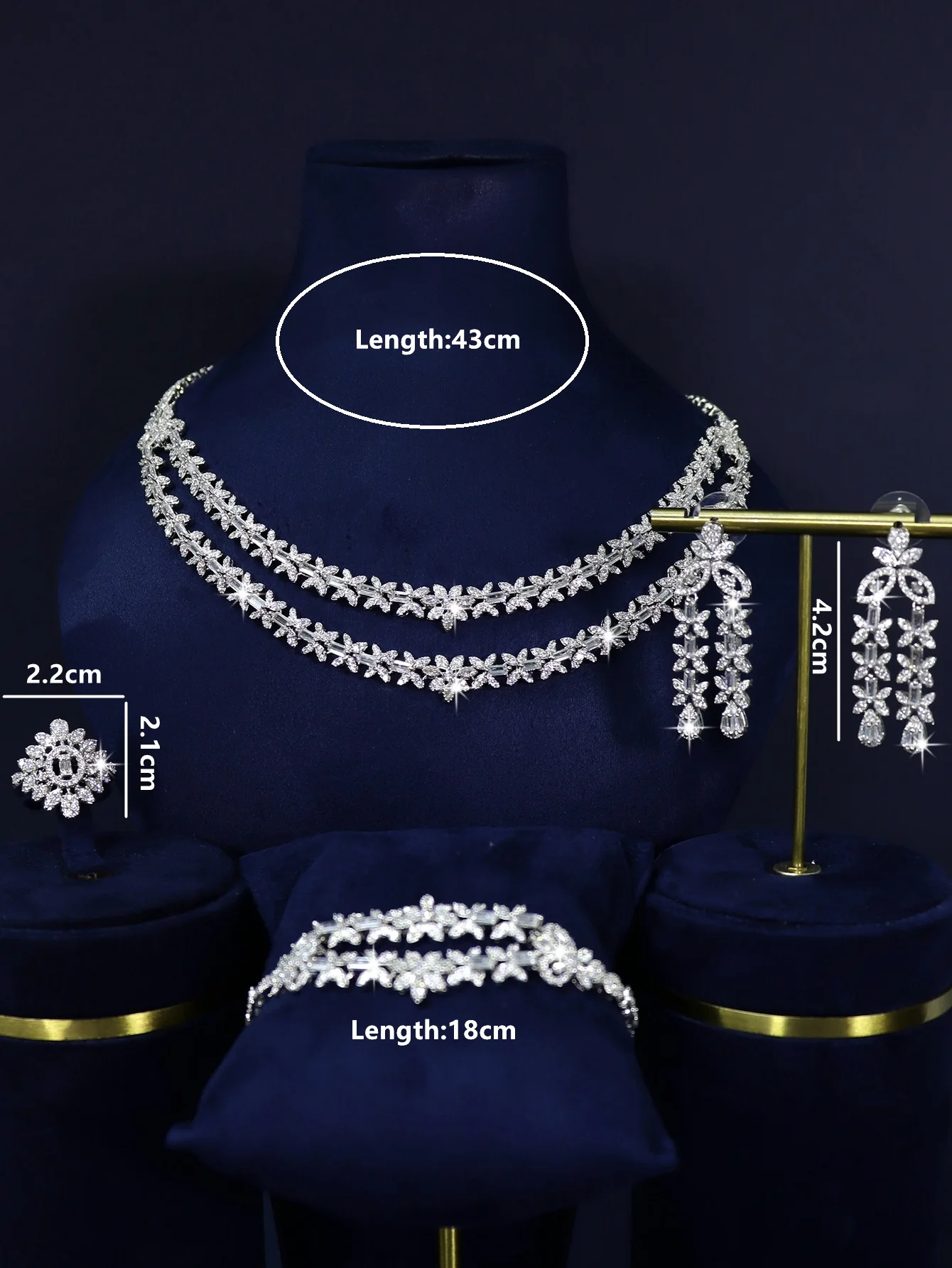 Nigeria Saudi Arabia Bridal Season Luxury Set 4-piece Platinum Plated Fashion Jewelry Accessories Wedding Anniversary Gift