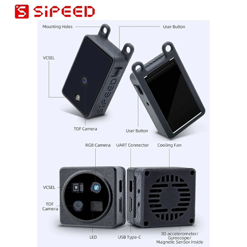 Sipeed MaixSense A075V/A010 RGBD TOF 3D Czujnik Głębokości z Obsługą Global Shutter, ROS2/ROS1, iTOF MCU i ROS, 32-bitowy RISC-V @144Mhz