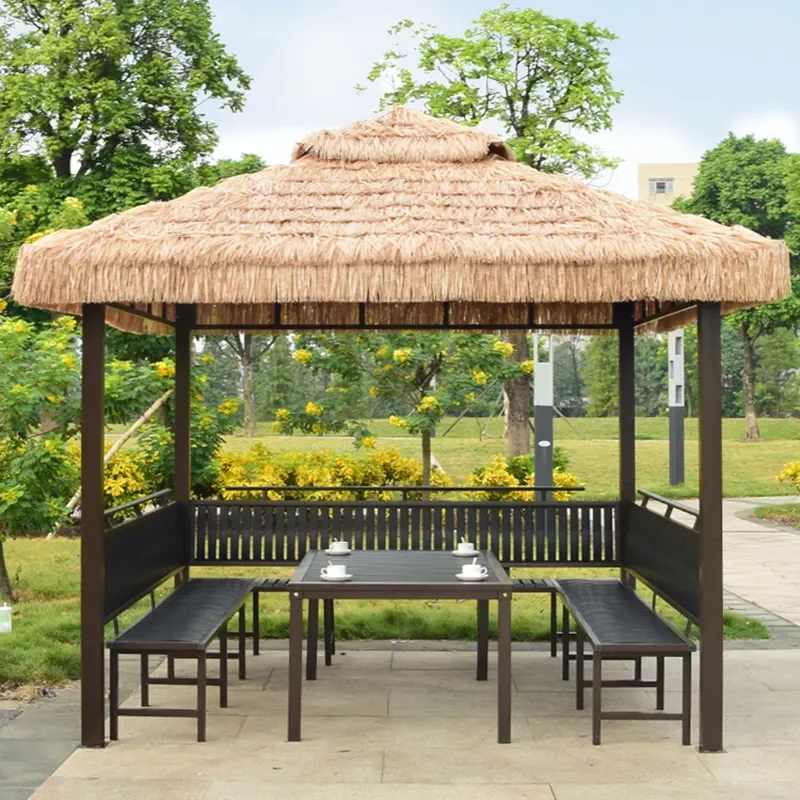 for Outdoor Gazebo Villa Courtyard Household Four Corners Tea Pavilion Yard Agritainment Fake Straw Thatch Canopy