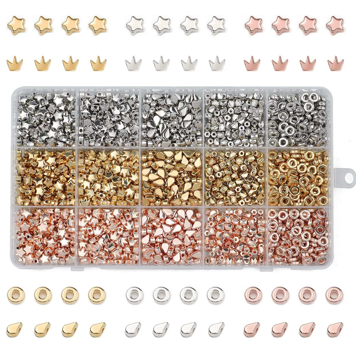 DIY Kit Box 750PCS CCB Star Crown Spacer Loose Beads Gold Silver Color For Jewelry Making Bracelet Earrings Necklace Accessories