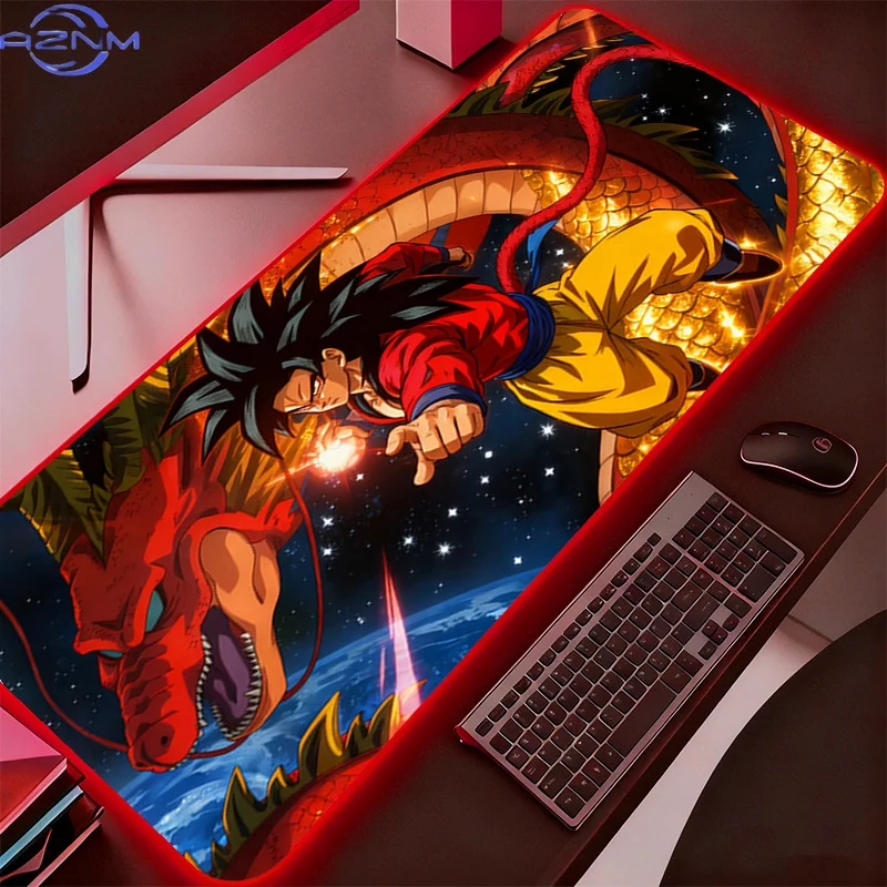 Backlight XXL Rubber Large PC Mousepad RGB Gamer Gaming Mouse Pads LED Desk Keyboard Mat Dragon Ball DBZ Computer Mat