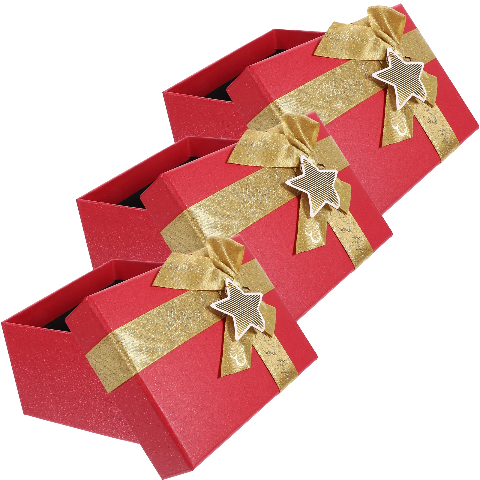 

3 Pcs Boxes 15x11x7 5cm Golden Ribbon Christmas Candy Box Party Supplies Holiday Decorations Wedding Gifts Packaging