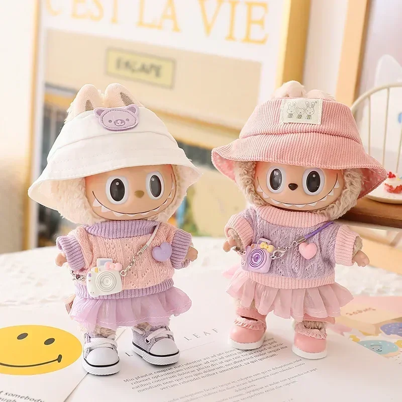 

For 17cm Labubu Doll Clothes Tulle Skirt Set Stylish Outfit Replacement for Ropa Labubu Dolls Accessories