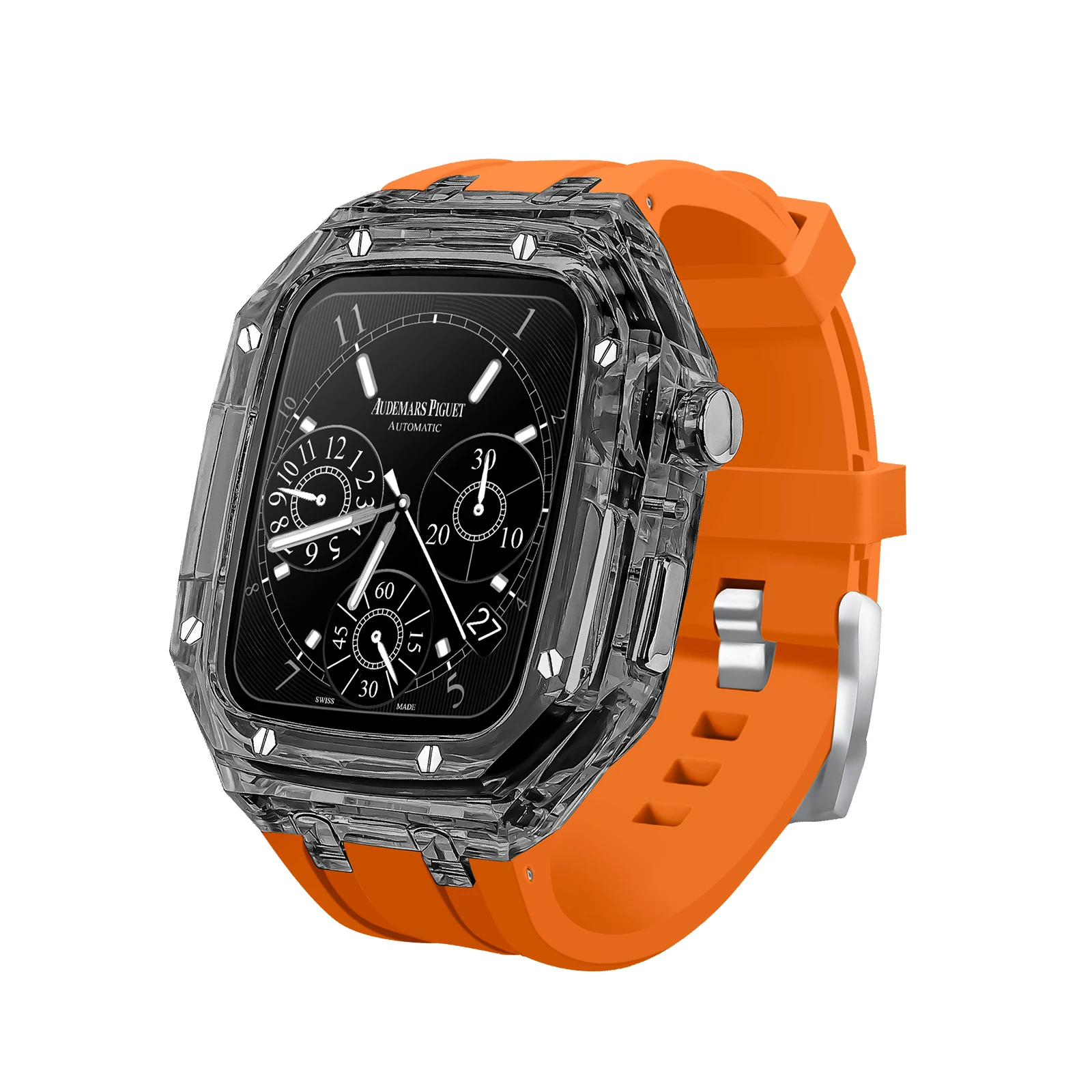

Прозрачный модифицированный комплект для Apple Watch 8 7 45 мм, поликарбонат для iWatch Series 6 SE 5 44 мм, спортивный браслет