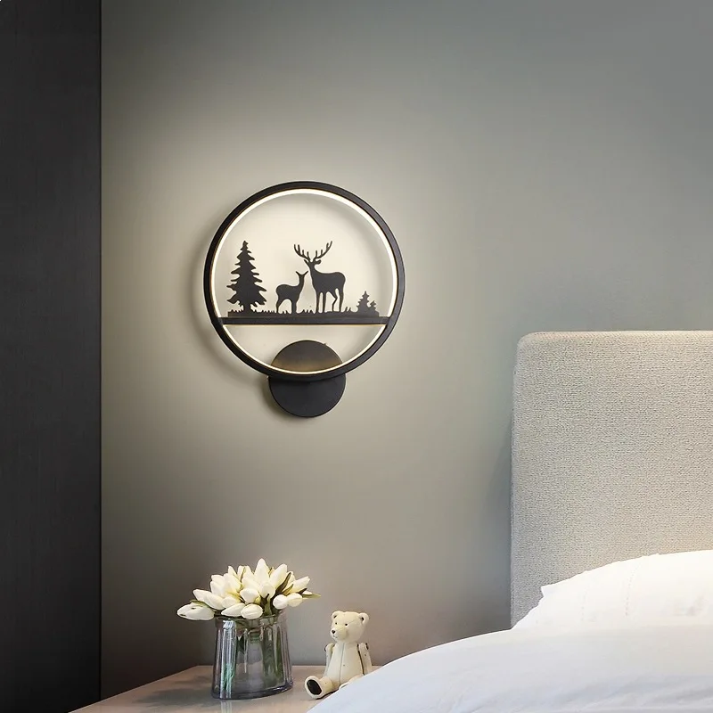 Nordic Creative LED Elk Wall Lamp Home Decorative Lighting Fixture Suitable for Bedroom Bedside Living Room Corridor & Aisle