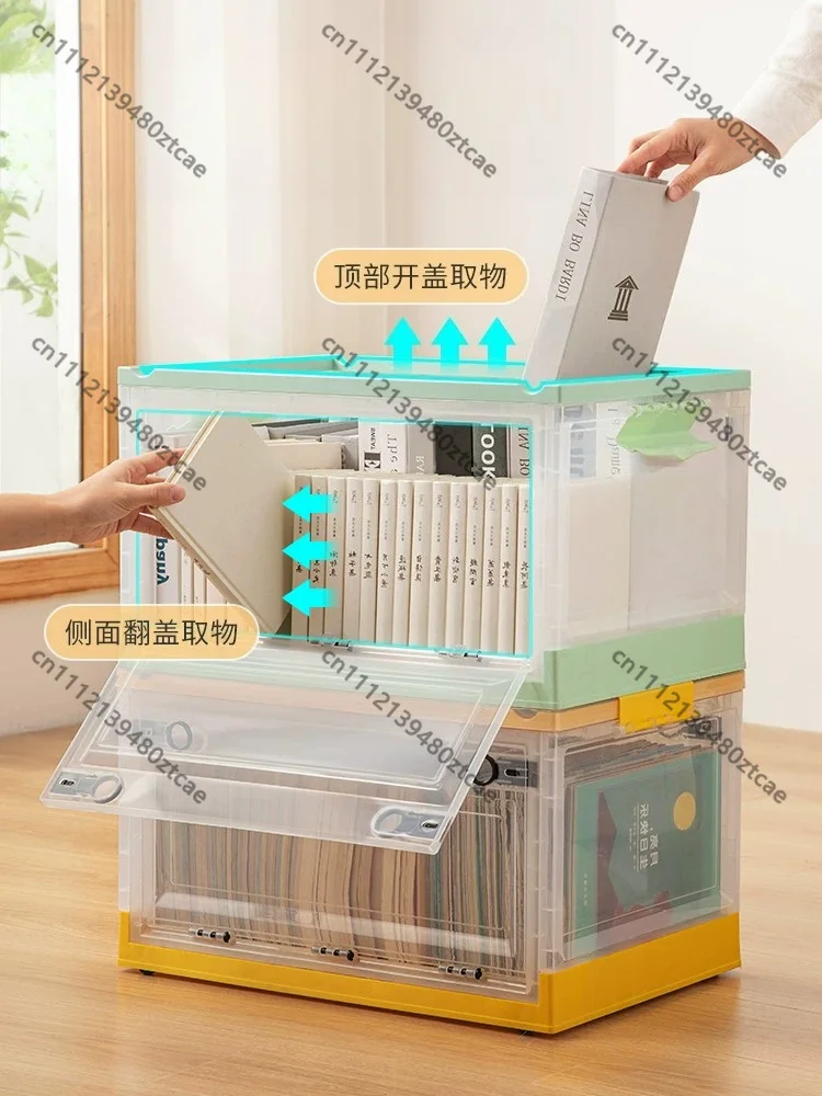 Foldable Transparent Plastic Storage Box Home Closet Organizer Container for Books Clothes Toys SundriesStackableCollapsible Bin