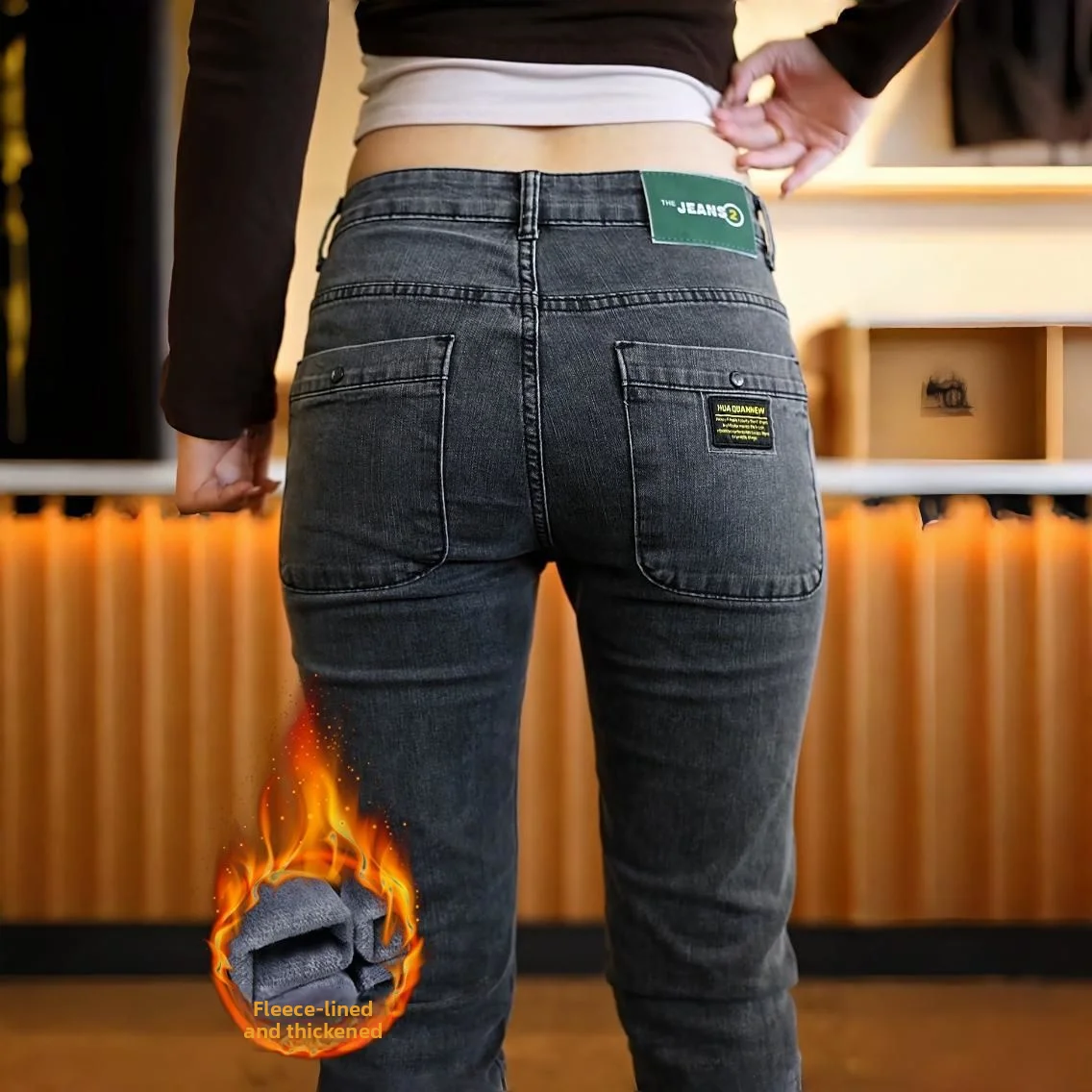 

Мужские джинсы Thiened Fce, приталенные, повседневные, эластичные, прямого кроя, модные, удобные, хлопковые, для осени