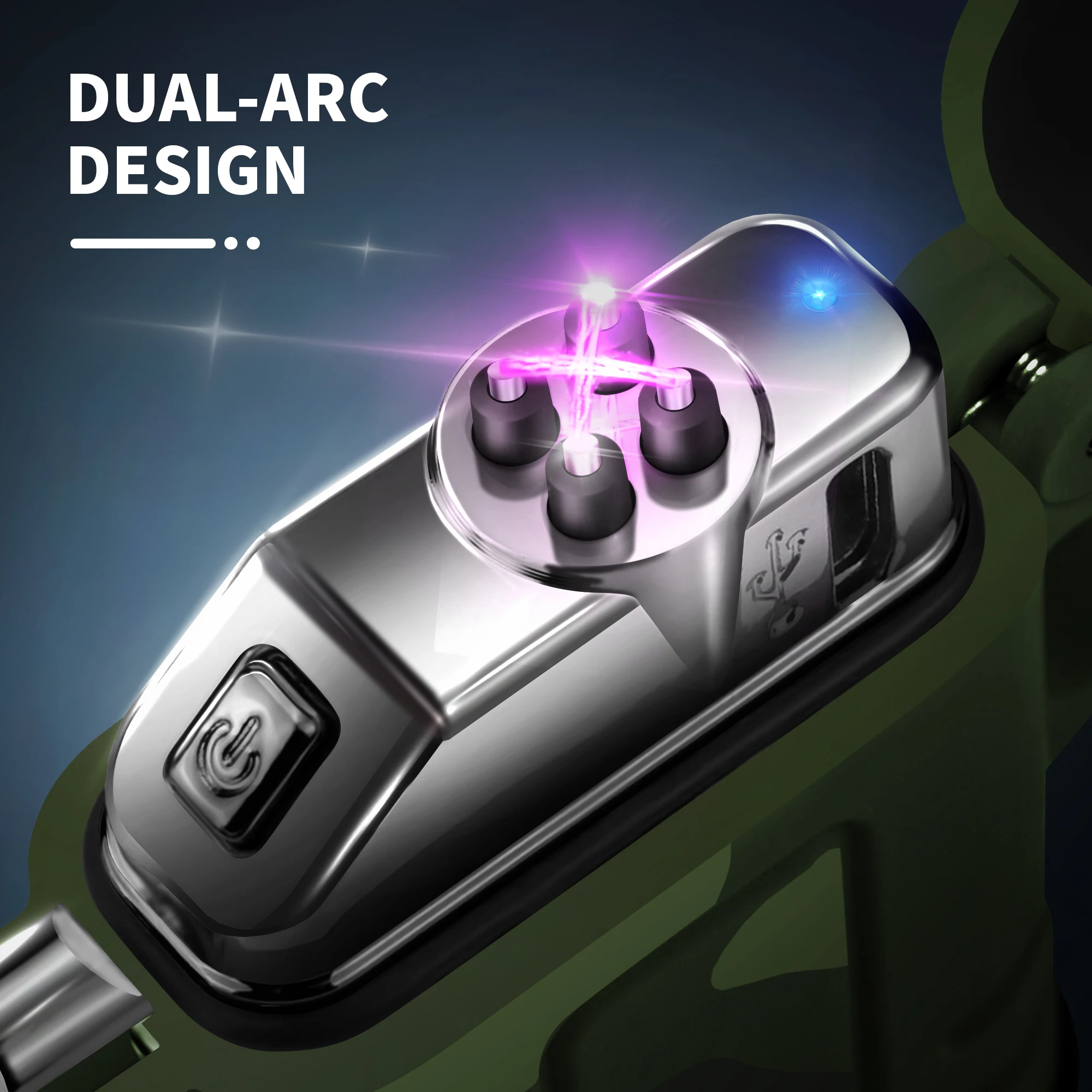 Waterproof USB Charging Lighter, Dual Arc Lighter Flameless Plasma Portable Lighter  Outdoor Hiking Camping Smoking Accessories